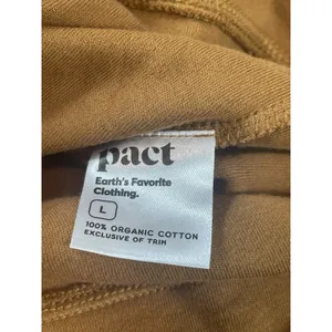 Pact Organic Cotton Henley Tunic Top Women’s L Camel Mustard Long Sleeve thumbnail 5