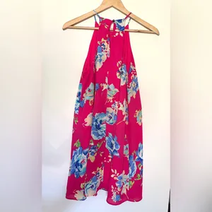 Anthropology Everly Pink Floral‎ Mini Dress Women’s Sz Small Halter Neck thumbnail 10
