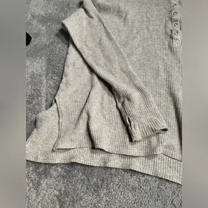 Aerie offline Gray Waffle Knit Henley Top small thumbnail 2