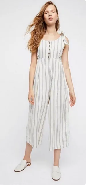 Free People XS Size 0 Stripy Tie One-Piece Jumpsuit Jumper thumbnail 1