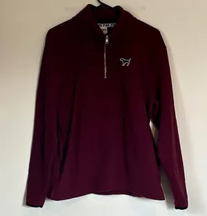 Victoria's Secret PINK Maroon Quarter Zip Fleece Sweater - Large thumbnail 1