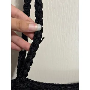 The Sak‎ Black Crochet Shoulder Bag Vintage Woven Boho Tote Braided Strap Granny thumbnail 4
