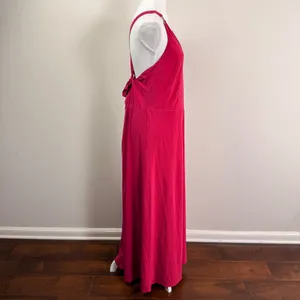 Abercrombie Fitch Dipped-Waist Hardware Maxi Dress Magenta Tie-Back Size XL thumbnail 6