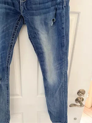 Miss Me Distressed Skinny Jeans in Blue Wash thumbnail 5