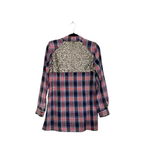 Little Bit of Sugar Red Plaid Sequin Tunic Flannel Shirt thumbnail 9