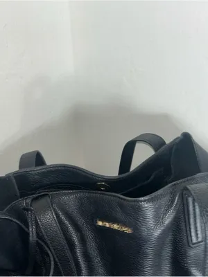 MICHAEL Michael Kors Black Pebbled Leather Shoulder Tote with Gold Logo thumbnail 6