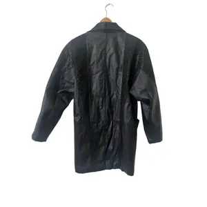 Pelle Vintage Black Leather Coat Snakeskin Detailing‎ Lined Shoulder Pads Small thumbnail 4