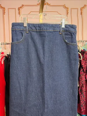 Zara Blue Denim Maxi Skirt High Rise Straight Column Long Jean Skirt. Size S thumbnail 3