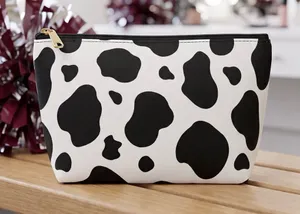 Black and White Cow Print Cosmetic Pouch thumbnail 1