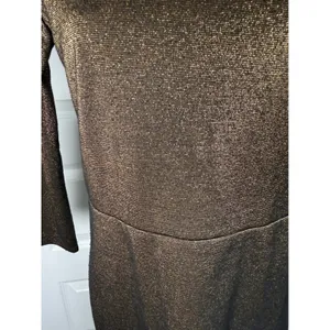 Alice + Olivia Metallic Bronze Sheath Dress‎ Mesh Back Cocktail Quiet Luxury thumbnail 6