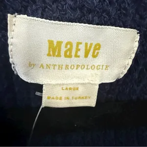 Maeve by Anthropologie Size Large Navy Blue Quarter-Zip Sweater Tee NWT thumbnail 8