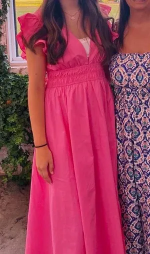 Boutique, pink, long dress with ruffles Pink Size M thumbnail 1