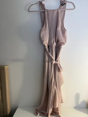 Express Blush Pink High-Low Halter Dress with Waist Tie thumbnail 2
