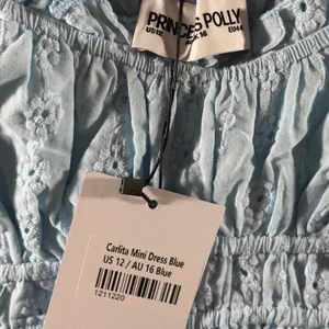 1701 | NWT Princess Polly Carlita Eyelet Boho Babydoll Mini Dress Blue Womens 12 thumbnail 6