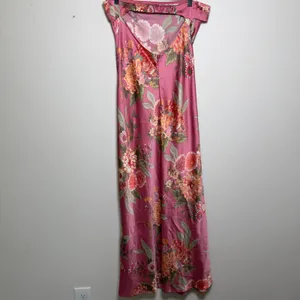 Altar'd State Women Satin Dress XL Pink Floral Strapless Midi Slit Bodycon Event thumbnail 2