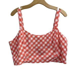 Aerie Peach Gingham Cottagecore Picnic Crop Tank Top Size XL‎ thumbnail 1