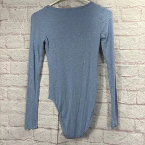 Aerie Ribbed Long Sleeve Bodysuit in Light Blue Size XS thumbnail 8