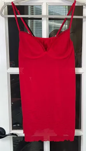 LEONISA Sexy Red Stretch Chemise Nightie Lingerie Size Medium‎ thumbnail 1