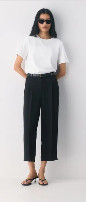 Aritzia Black Cropped length, High Rise, Wide Leg Pants Size 00 thumbnail 1