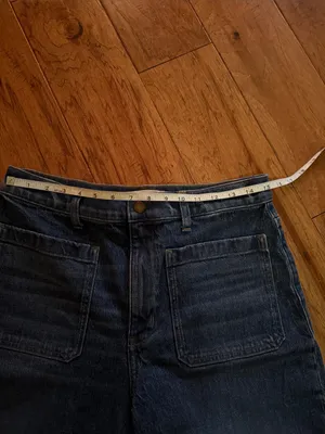Madewell Dark Blue Wide-Leg Jeans with Raw Hem thumbnail 3