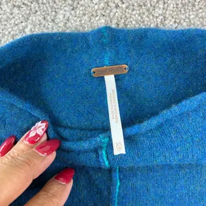 We The Free 100% Cashmere Sweater Women XS Roll Neck Seam Detail Blue Boho Indie thumbnail 3
