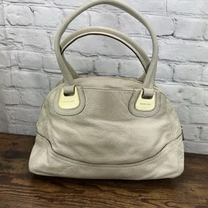 Michael Kors Cream Leather Satchel‎ Bag Gold Hardware Handbag Purse thumbnail 2