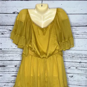 Endless Rose NWT Size M Golden Yellow Chiffon Drop Waistline Shorts Romper thumbnail 5