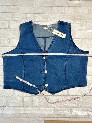 Luvaria Classic Blue Denim Button-Front Vest Boho Country Fall Fashion thumbnail 4