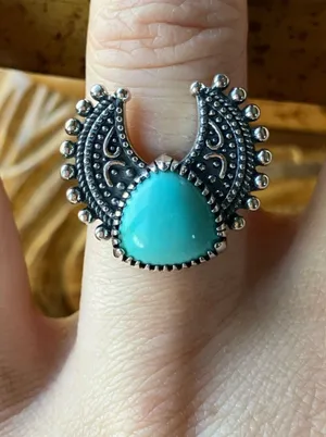 Royston Turquoise Sterling Silver Ring Size 6 thumbnail 1