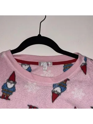 🇺🇸Lounge affair pink gnome and snowflake soft fleece like pajama SET thumbnail 4
