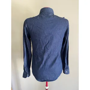 Lee Chambray button down ruffle front dark wash 1980s western thumbnail 4