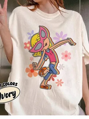 Graphic Tee with Colorful Lizzie Cartoon thumbnail 1