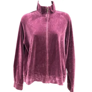Vintage‎ GAP Zip Up Purple Plum Eggplant Velour Track Jacket Women's Zip Large thumbnail 3