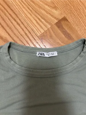 Zara Sage Green Short Sleeve Crop Top thumbnail 2