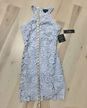Lulus NWT Women Small Powder Baby Blue Lace Mini Dress Romantic Dainty Coquette thumbnail 7