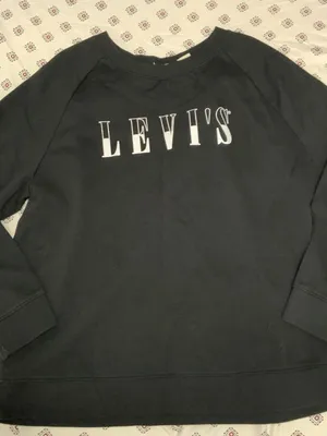 Levi's Women's Black Pullover Sweater Medium Large Long Sleeve Logo Round Neck thumbnail 1