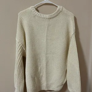 Cozy Cream White Cable Knit Sweater thumbnail 2