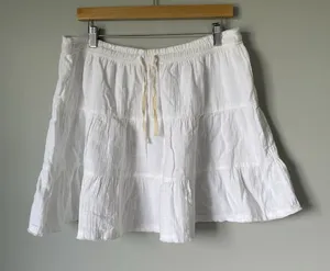 Aerie Gauzy Tiered Mini Skirt Boho Cottagecore 100% Cotton White Women's Size XL thumbnail 1