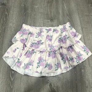 LoveShackFancy Women's Ruffle Floral Mini Skirt in Mauve Rose Size S thumbnail 2