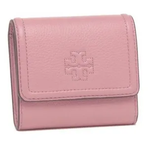 Tory Burch McGraw Pink Pebbled Leather Trifold Compact Mini Wallet thumbnail 1