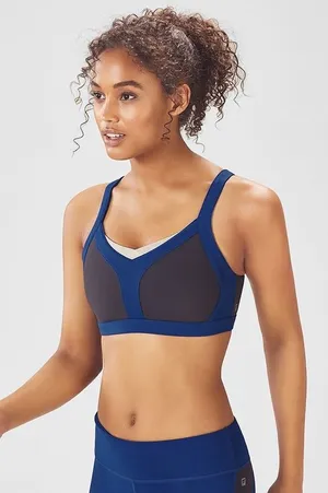 Fabletics Blue Grey Sports Bra Medium Support‎ Activewear Athletic Tank Top thumbnail 1