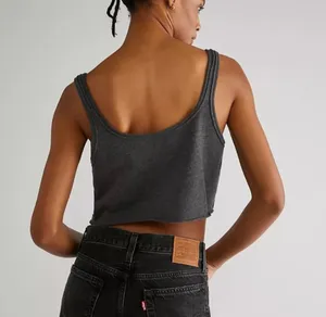 NWT FREE PEOPLE We The Free Raw Edge Crop Tank In Black. Size XL thumbnail 4
