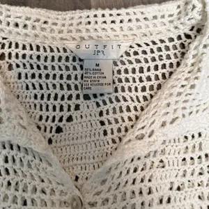 Vintage Outfit 365 Ivory Crochet Knit Button Front Cardigan Top M thumbnail 2