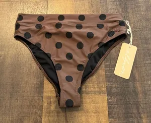 NWT Albion Black Cocoa Dot Almost Cheeky Bikini Bottoms Size Medium thumbnail 1