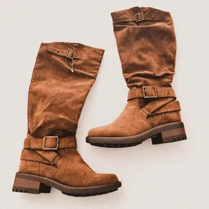 Brown suede like Slouchy y2k style Knee High Boots – Y2K Indie Cowgirl rave 6.5 thumbnail 1