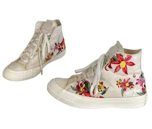 Converse X PatBo Floral High Top Sneakers Sz 5 Lace Up Embroidered thumbnail 1