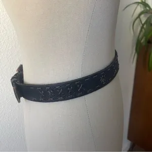 Medium/Large Black Studded Bling Leather Boho Belt thumbnail 6