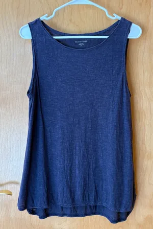 Eileen Fisher Tank Top Women Small Blue Hemp Organic Cotton High Low Hem S17HOC thumbnail 1