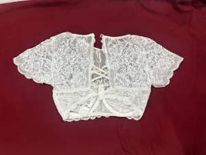 Boho cropped lace top White thumbnail 2