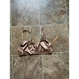 Skims Sleepover Satin Bralette Honey Size XL thumbnail 3